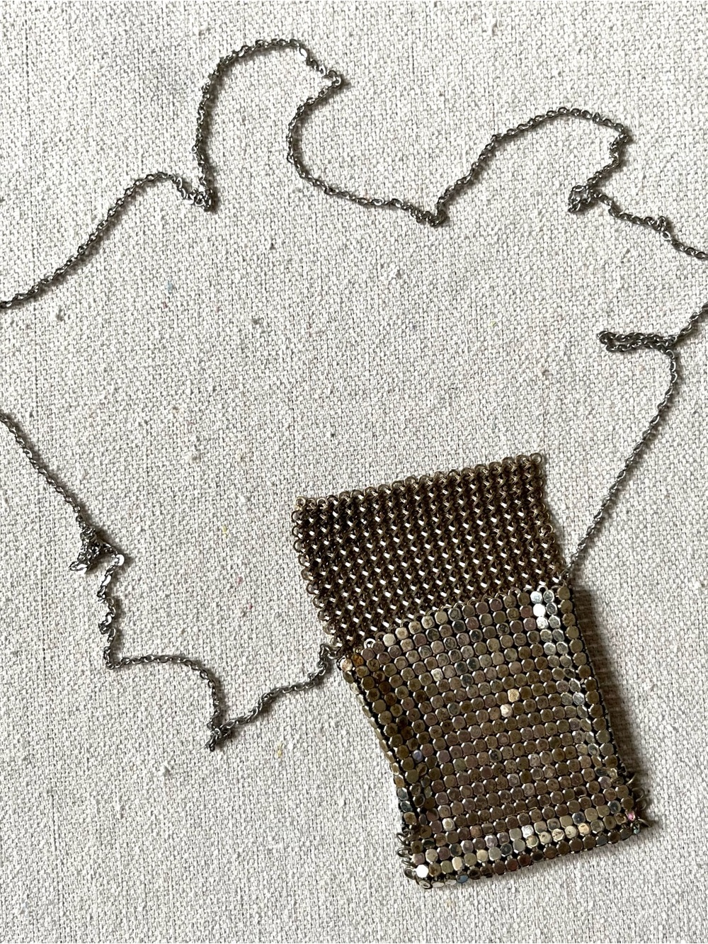 Silver-plated Coin Purse Necklace from 1920s